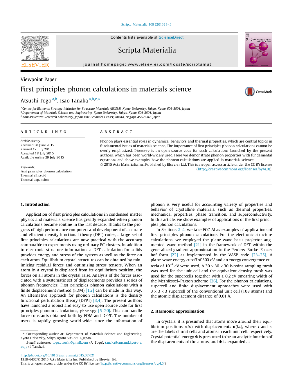 First principles phonon calculations in materials science