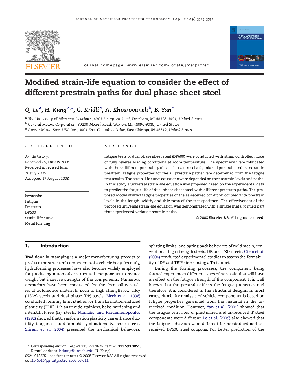 Modified strain-life equation to consider the effect of different prestrain paths for dual phase sheet steel