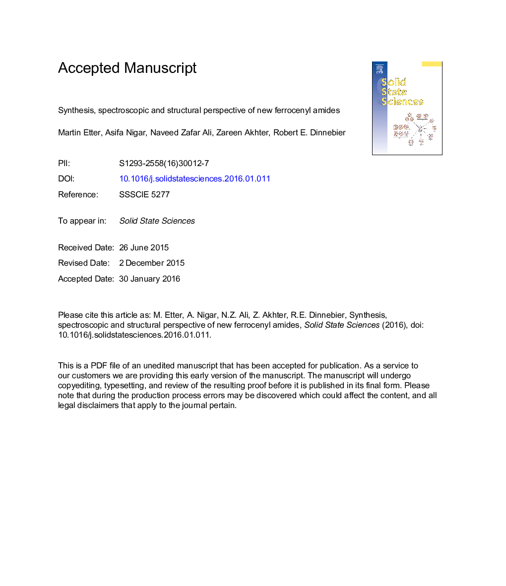 Synthesis, spectroscopic and structural perspective of new ferrocenyl amides