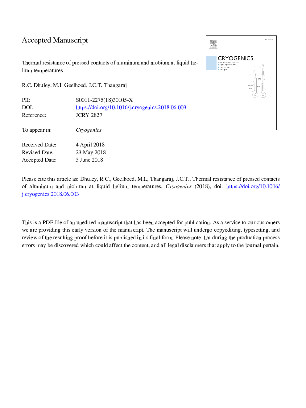 Thermal resistance of pressed contacts of aluminum and niobium at liquid helium temperatures