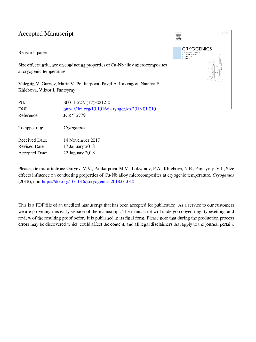 Size effects influence on conducting properties of Cu-Nb alloy microcomposites at cryogenic temperature