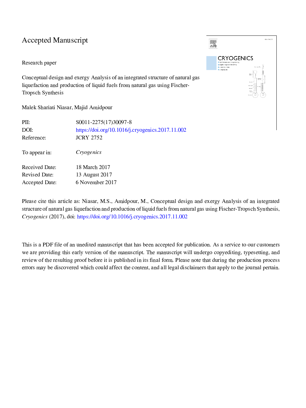 Conceptual design and exergy analysis of an integrated structure of natural gas liquefaction and production of liquid fuels from natural gas using Fischer-Tropsch synthesis