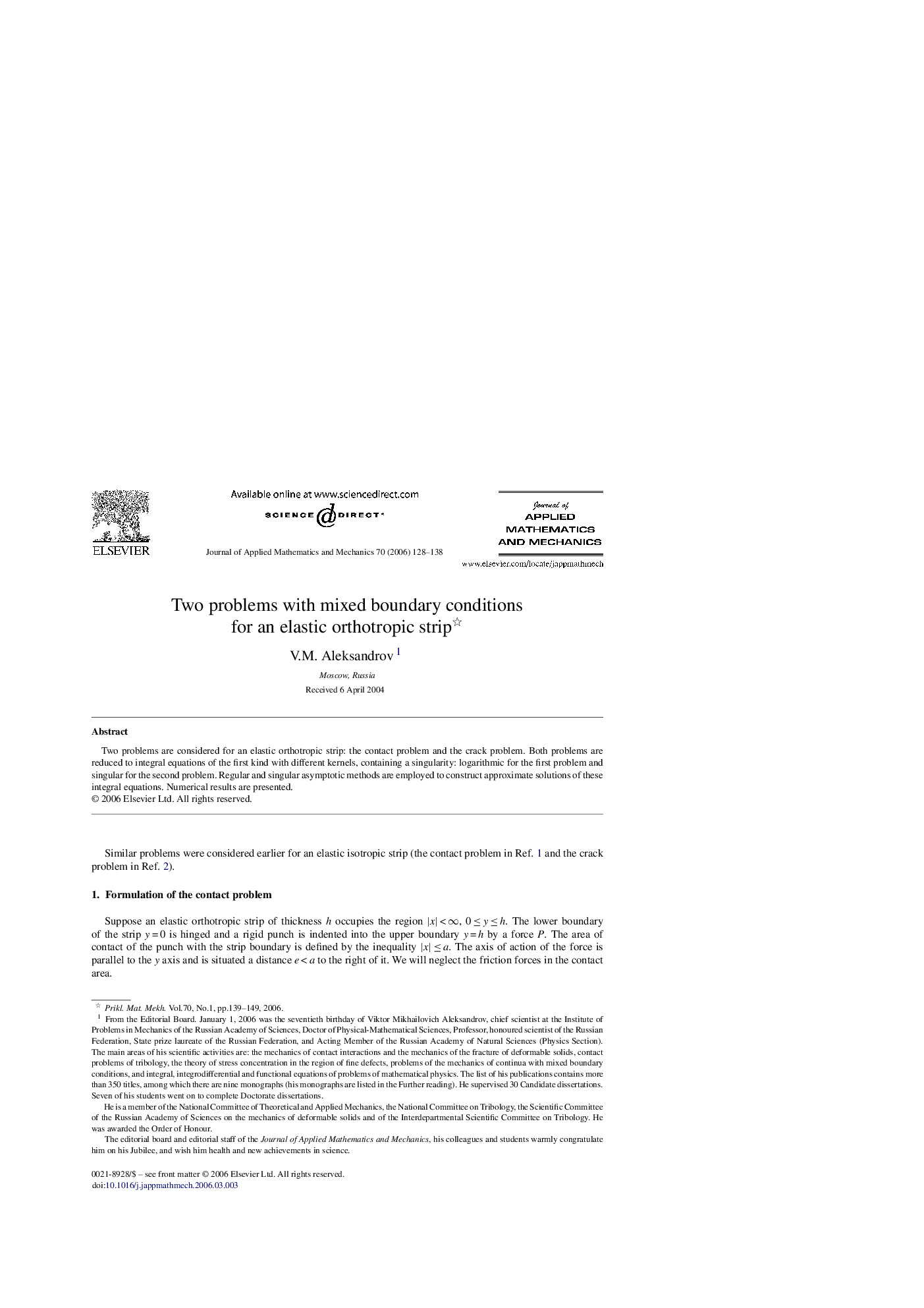Two problems with mixed boundary conditions for an elastic orthotropic strip 