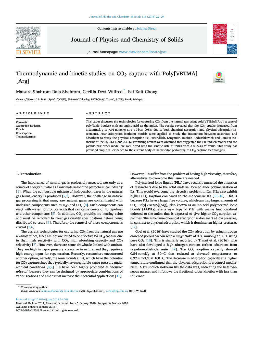 Thermodynamic and kinetic studies on CO2 capture with Poly[VBTMA][Arg]