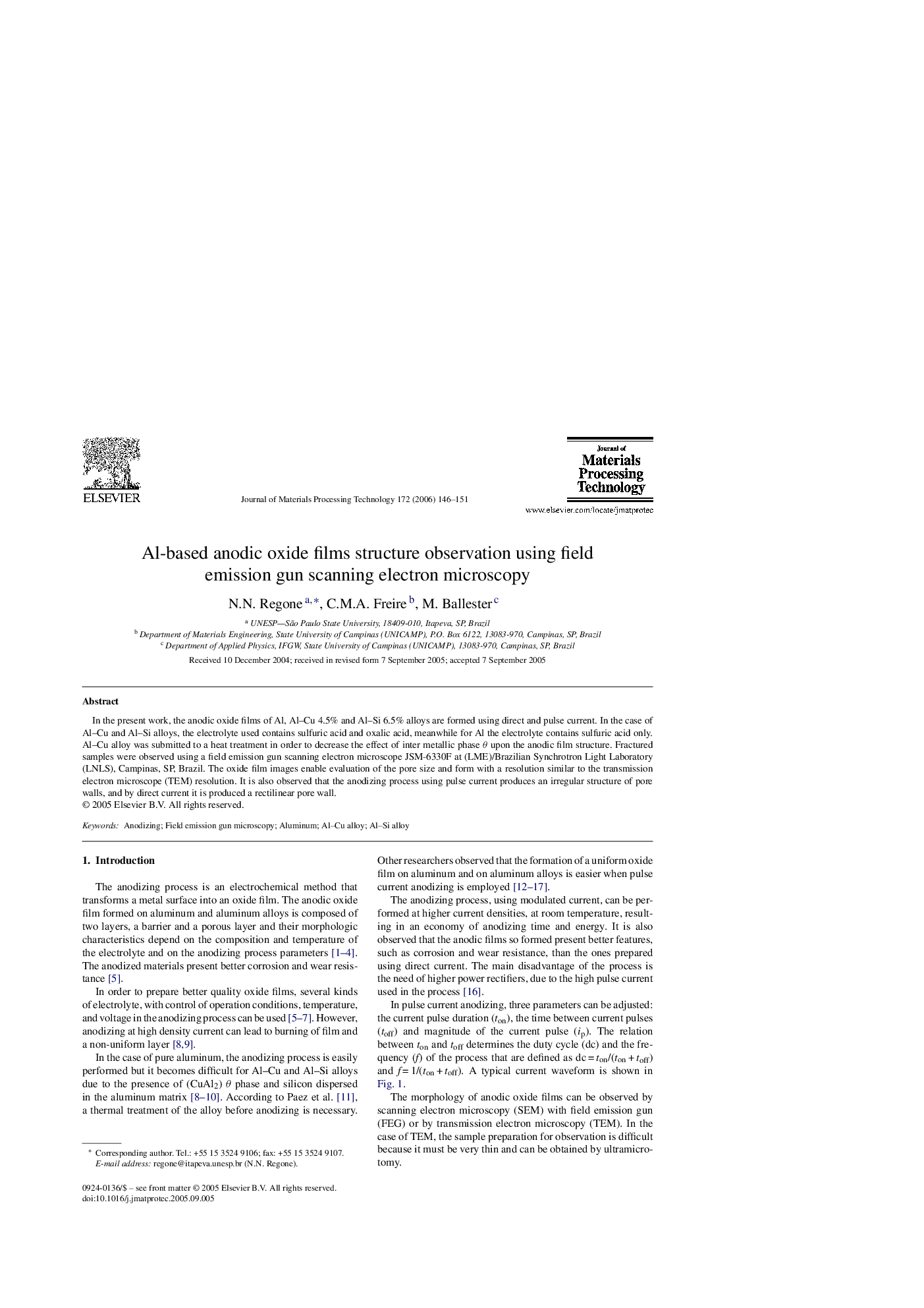 Al-based anodic oxide films structure observation using field emission gun scanning electron microscopy