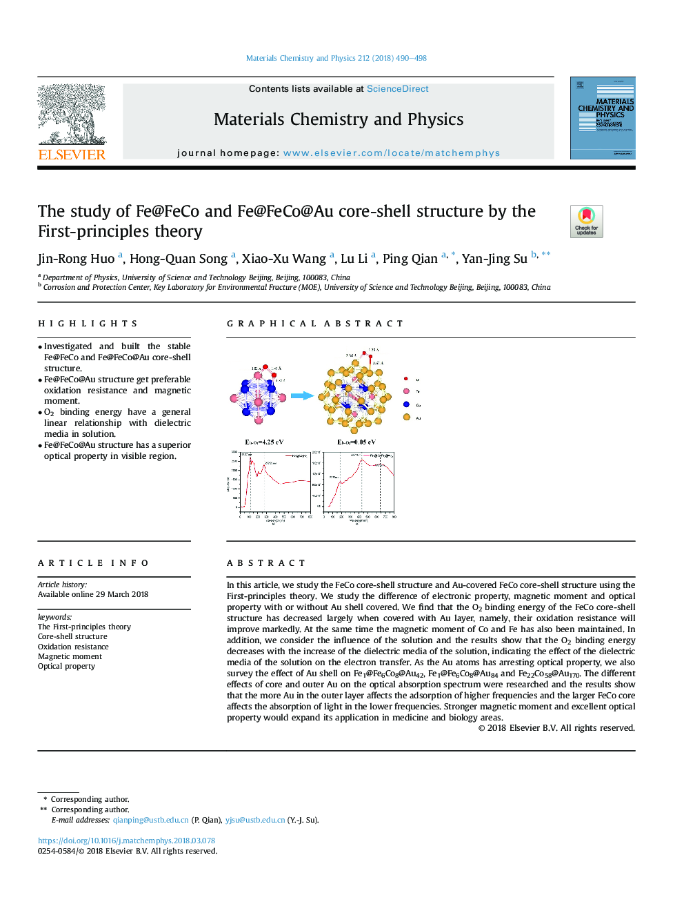 The study of Fe@FeCo and Fe@FeCo@Au core-shell structure by the First-principles theory