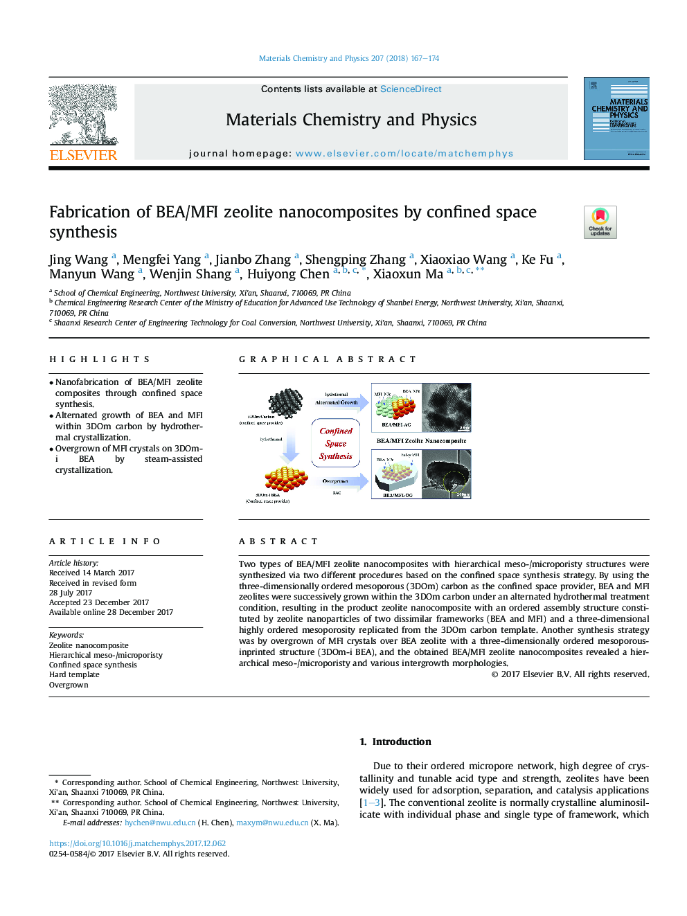 Fabrication of BEA/MFI zeolite nanocomposites by confined space synthesis