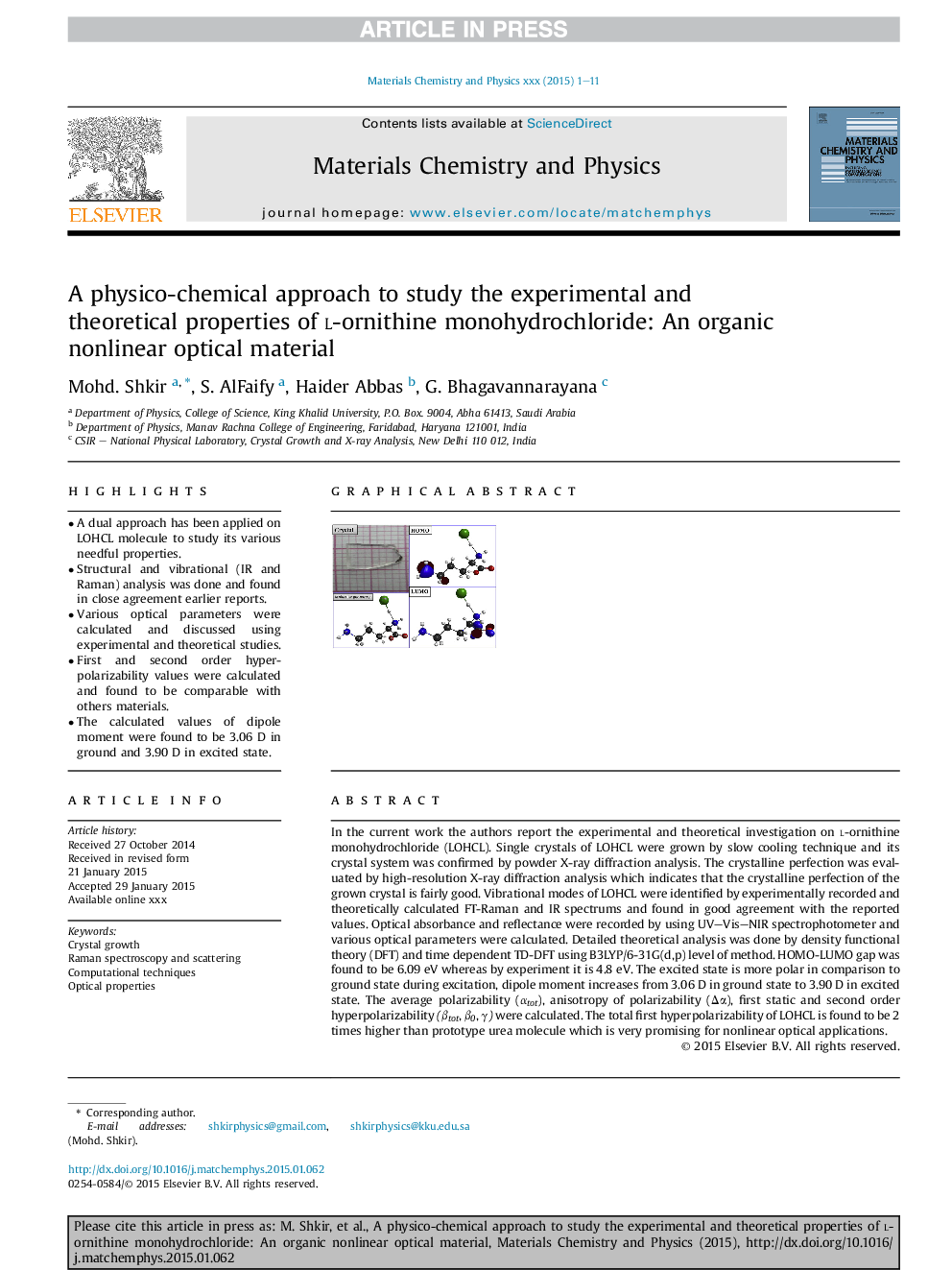 A physico-chemical approach to study the experimental and theoretical properties of l-ornithine monohydrochloride: An organic nonlinear optical material