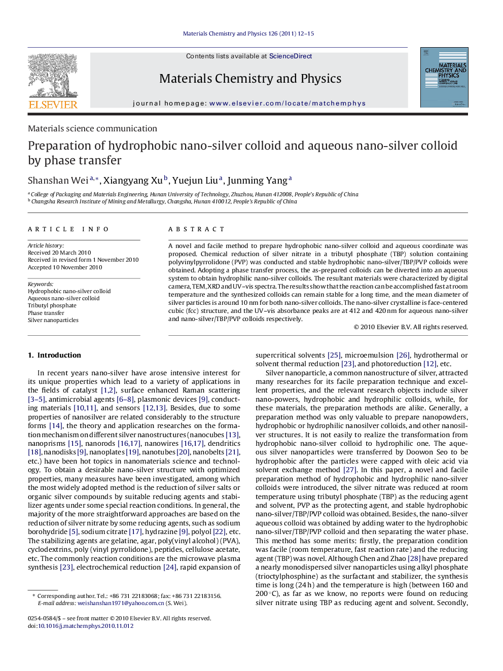 Preparation of hydrophobic nano-silver colloid and aqueous nano-silver colloid by phase transfer