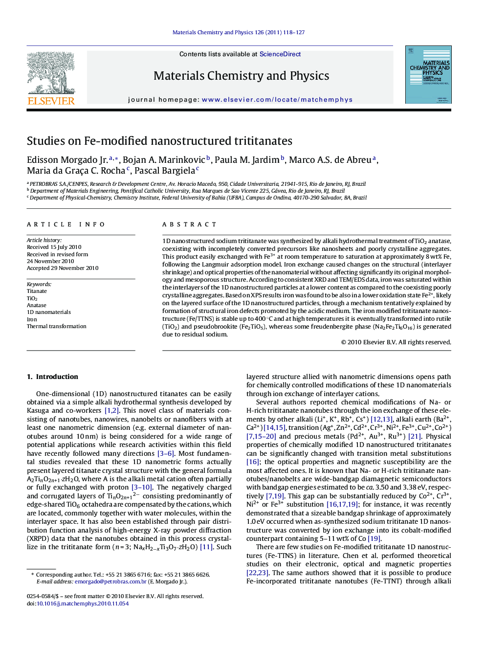 Studies on Fe-modified nanostructured trititanates