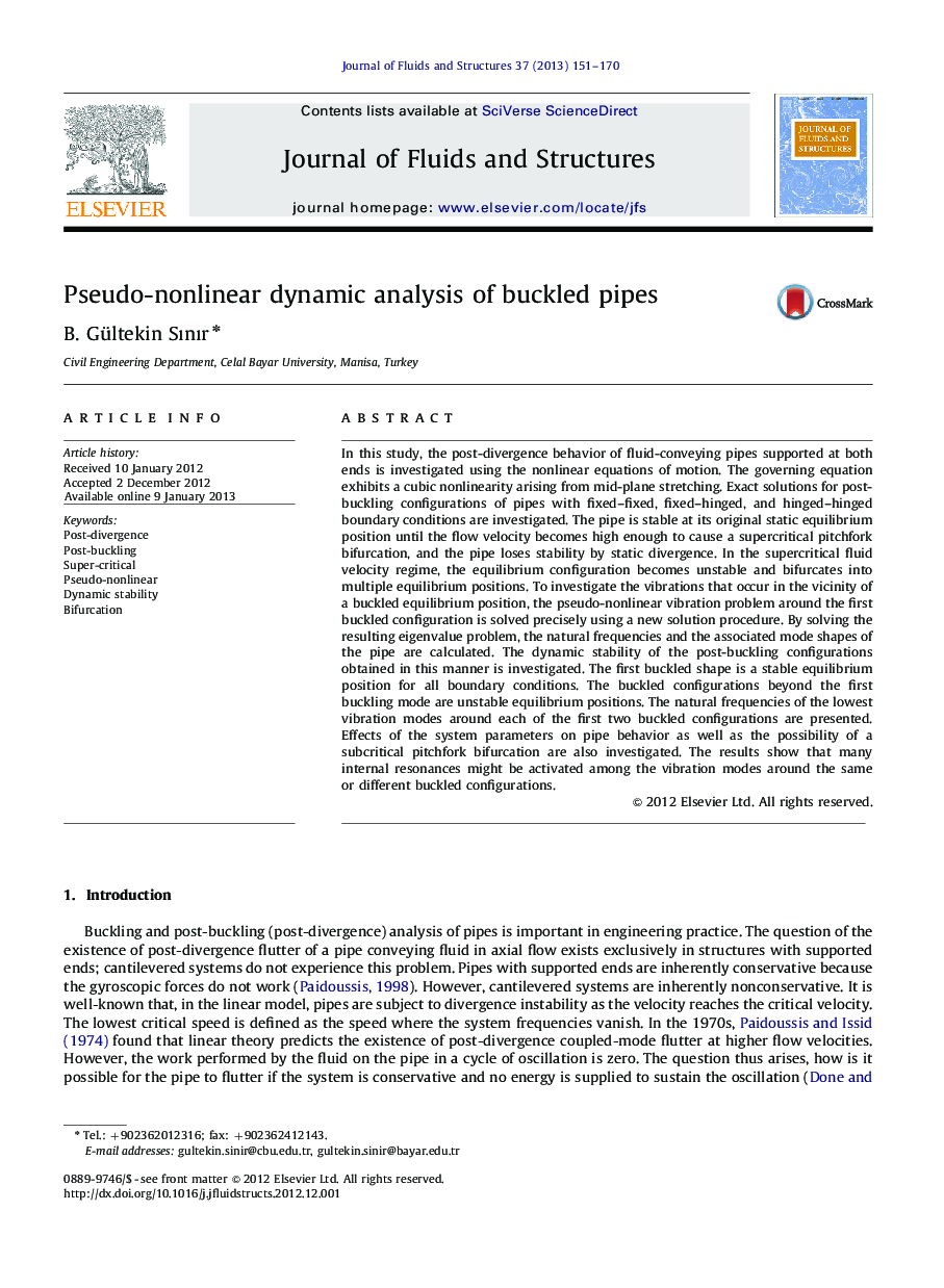 Pseudo-nonlinear dynamic analysis of buckled pipes