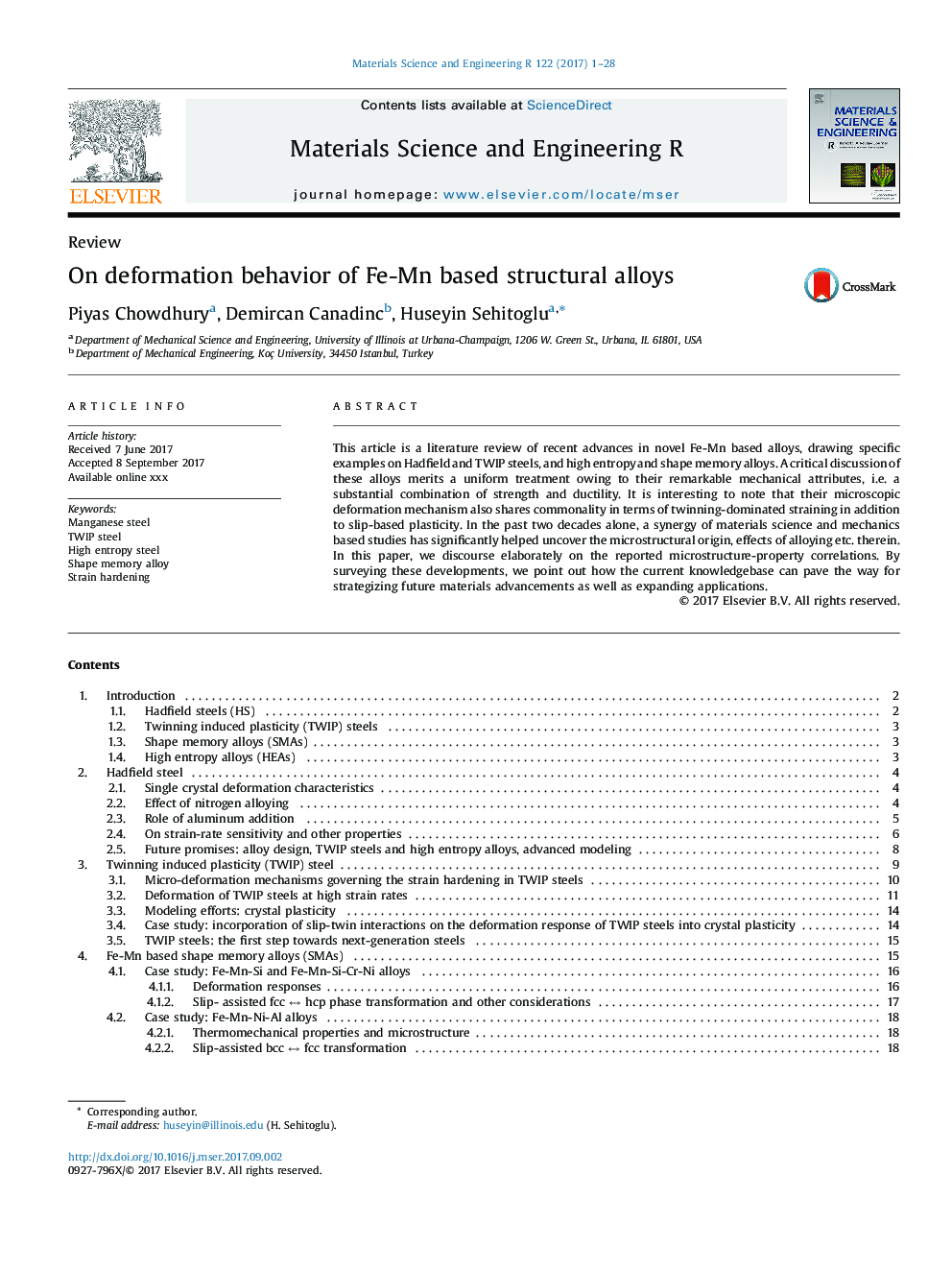 On deformation behavior of Fe-Mn based structural alloys