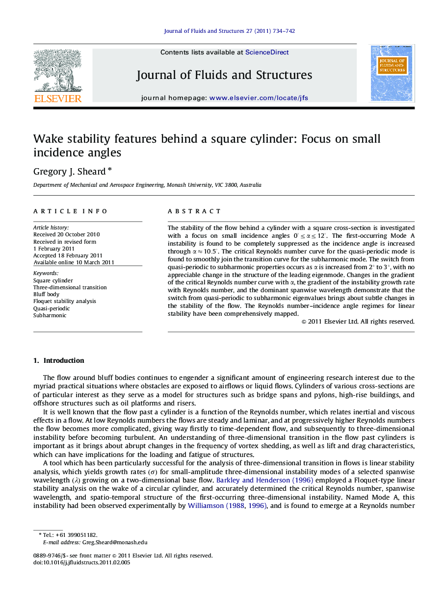 Wake stability features behind a square cylinder: Focus on small incidence angles