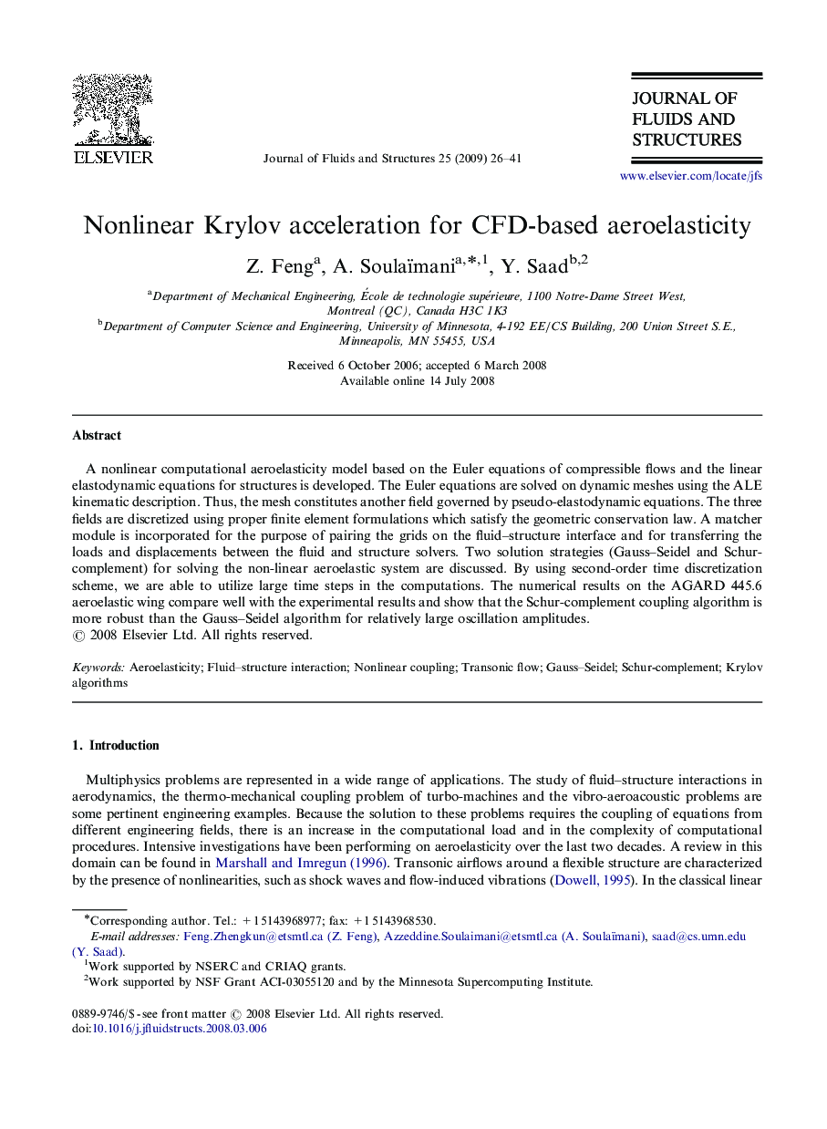 Nonlinear Krylov acceleration for CFD-based aeroelasticity