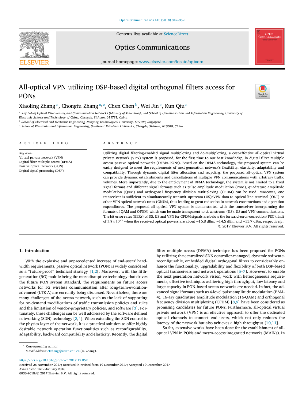 All-optical VPN utilizing DSP-based digital orthogonal filters access for PONs