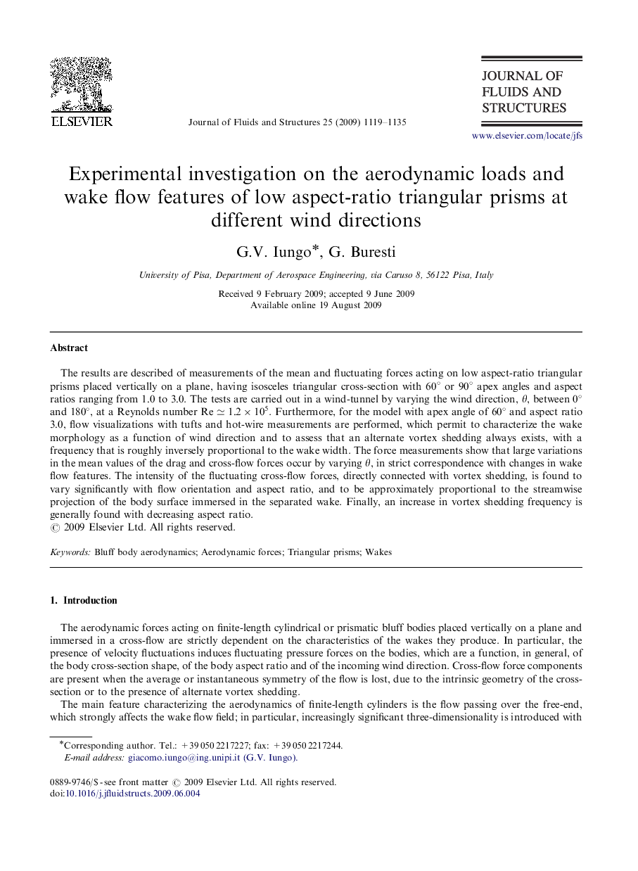 Experimental investigation on the aerodynamic loads and wake flow features of low aspect-ratio triangular prisms at different wind directions