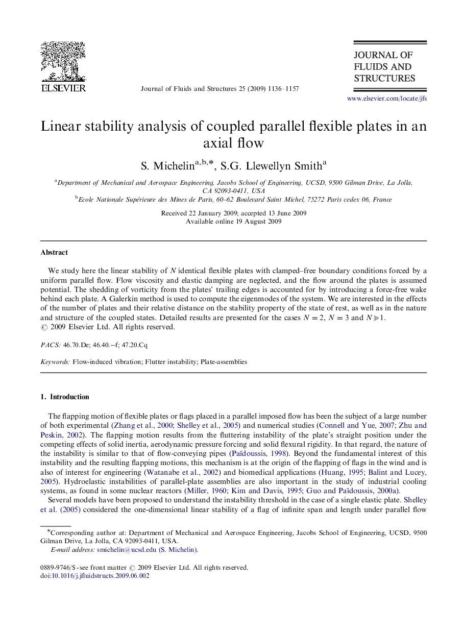 Linear stability analysis of coupled parallel flexible plates in an axial flow