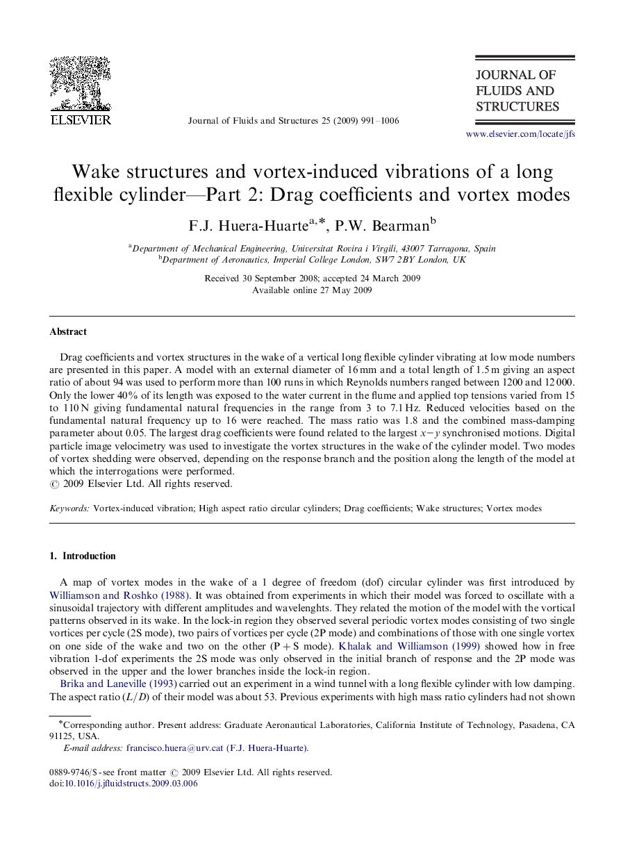 Wake structures and vortex-induced vibrations of a long flexible cylinder—Part 2: Drag coefficients and vortex modes