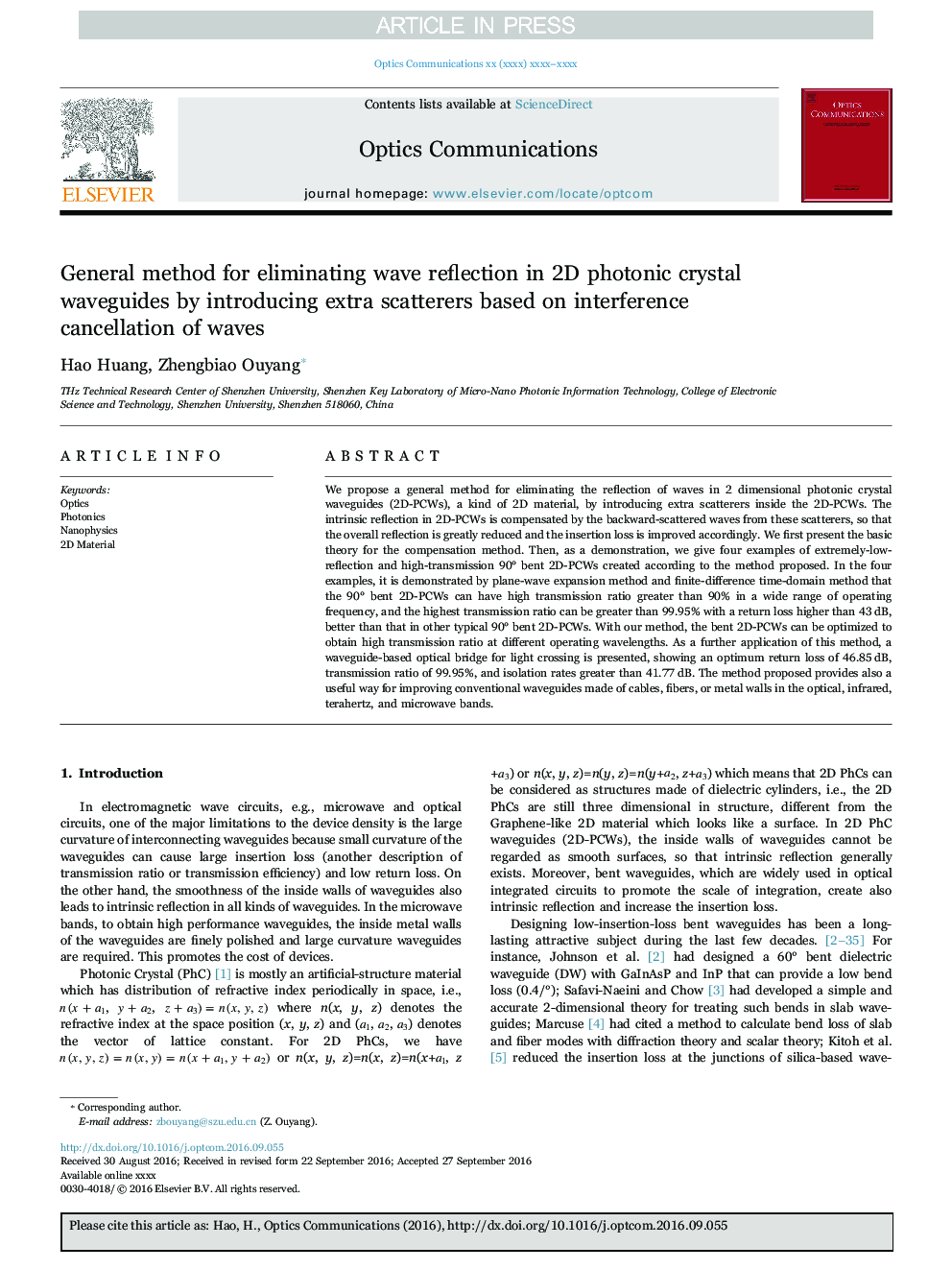 General method for eliminating wave reflection in 2D photonic crystal waveguides by introducing extra scatterers based on interference cancellation of waves