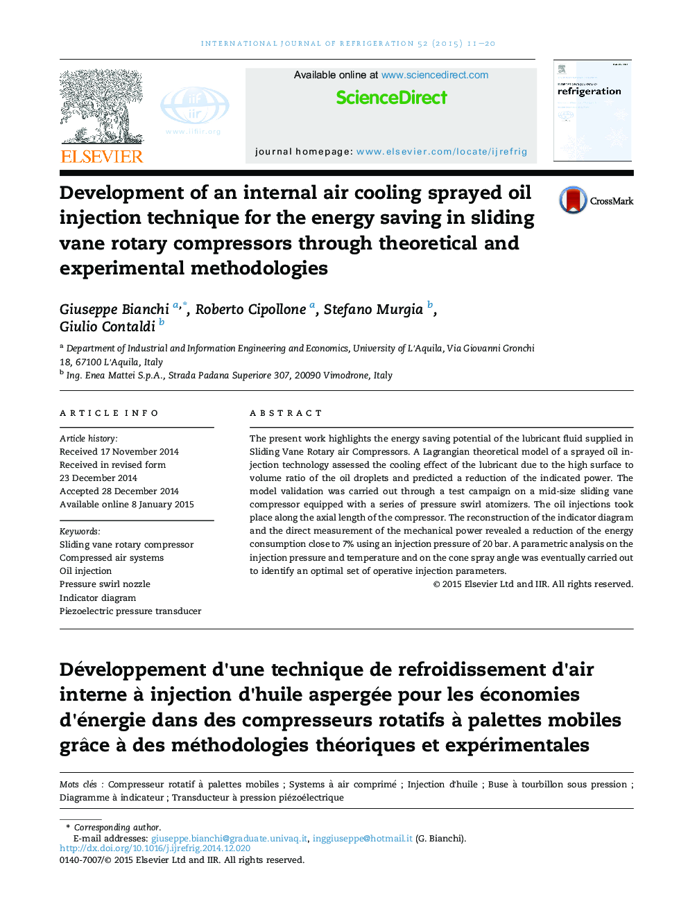 Development of an internal air cooling sprayed oil injection technique for the energy saving in sliding vane rotary compressors through theoretical and experimental methodologies