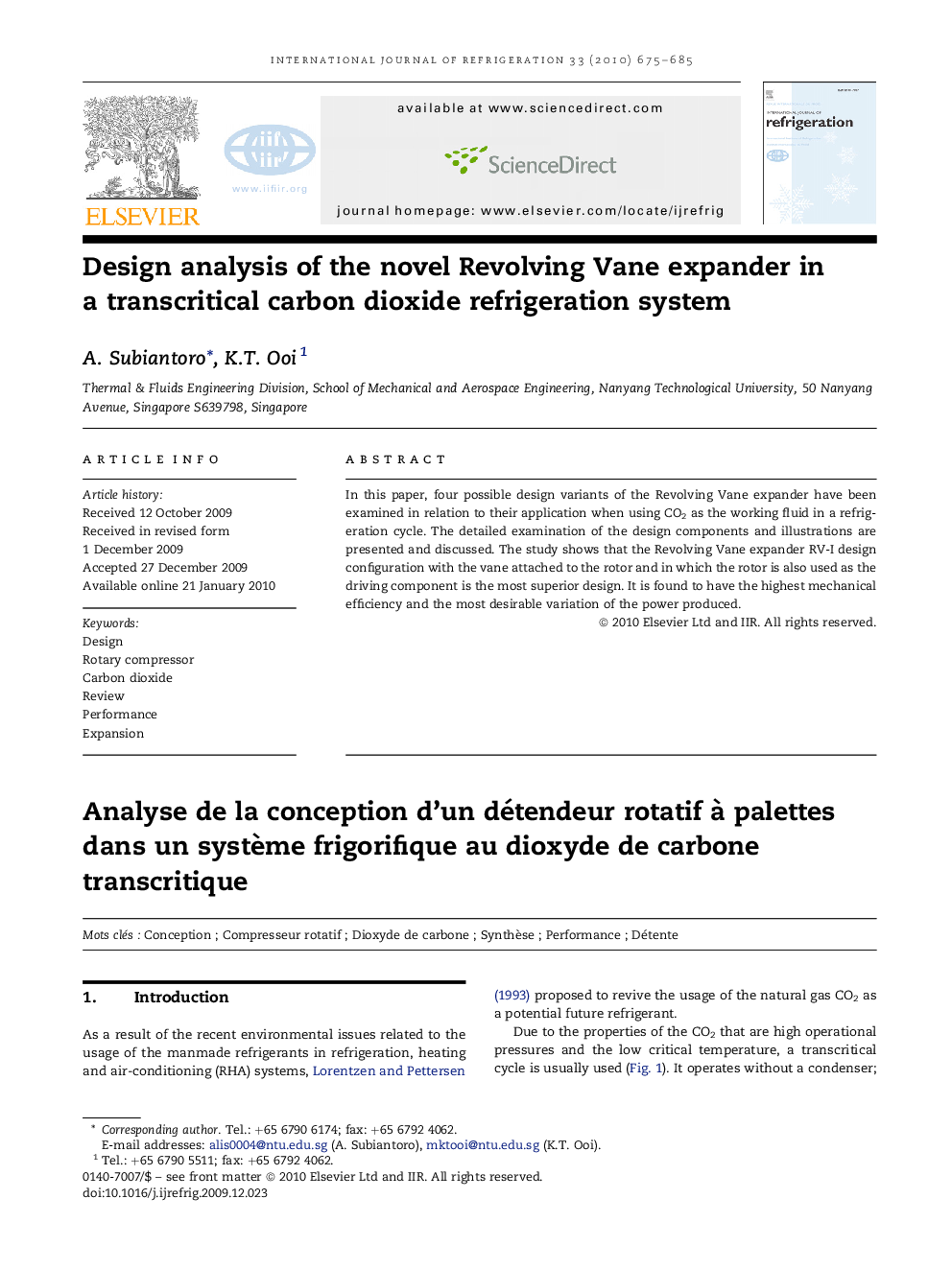 Design analysis of the novel Revolving Vane expander in a transcritical carbon dioxide refrigeration system