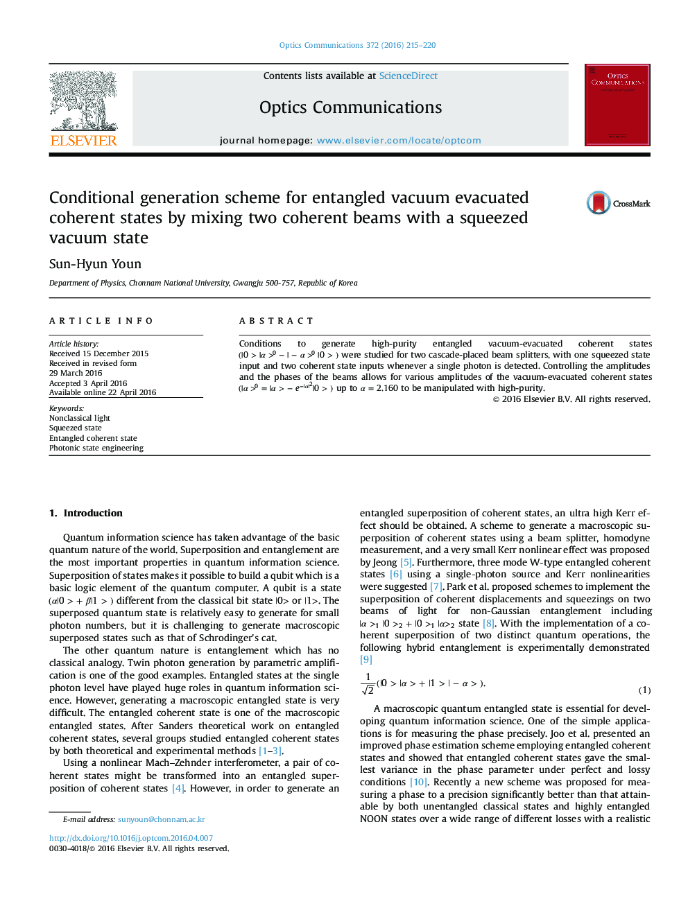 Conditional generation scheme for entangled vacuum evacuated coherent states by mixing two coherent beams with a squeezed vacuum state