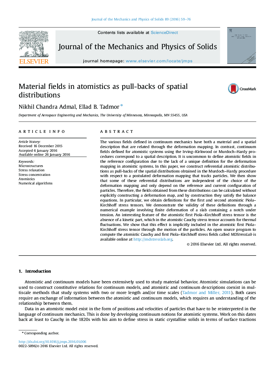 Material fields in atomistics as pull-backs of spatial distributions