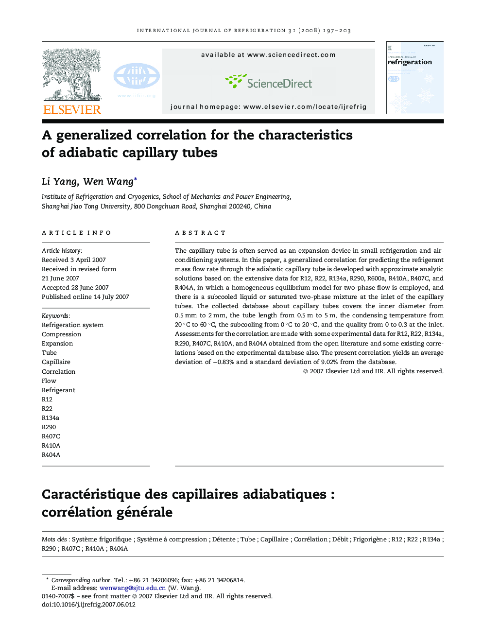 A generalized correlation for the characteristics of adiabatic capillary tubes