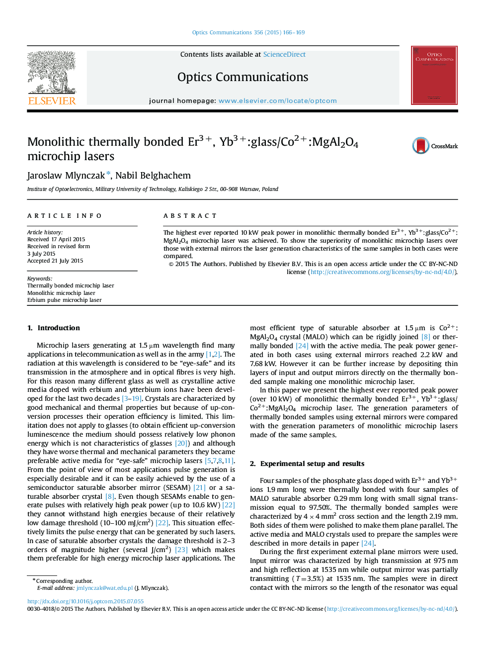 Monolithic thermally bonded Er3+, Yb3+:glass/Co2+:MgAl2O4 microchip lasers