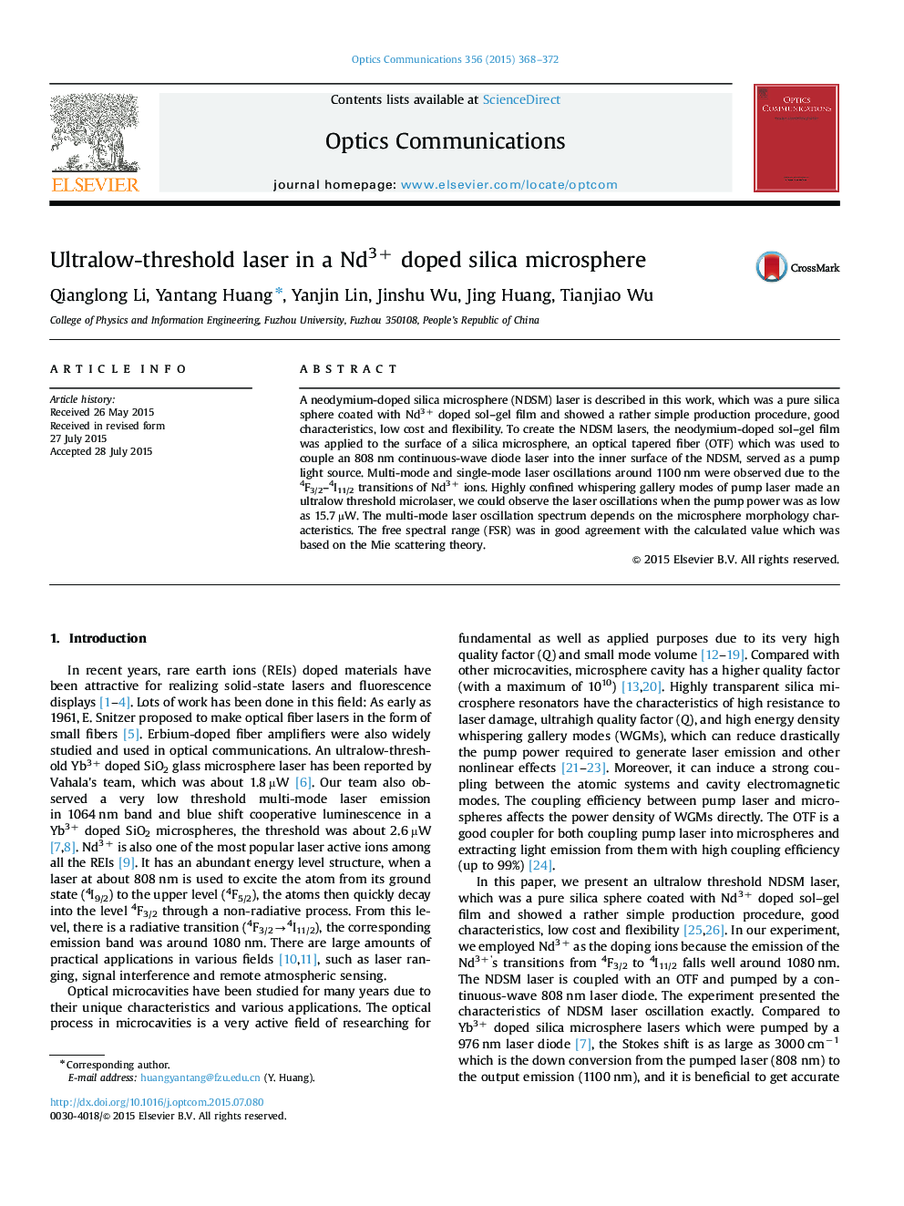 Ultralow-threshold laser in a Nd3+ doped silica microsphere
