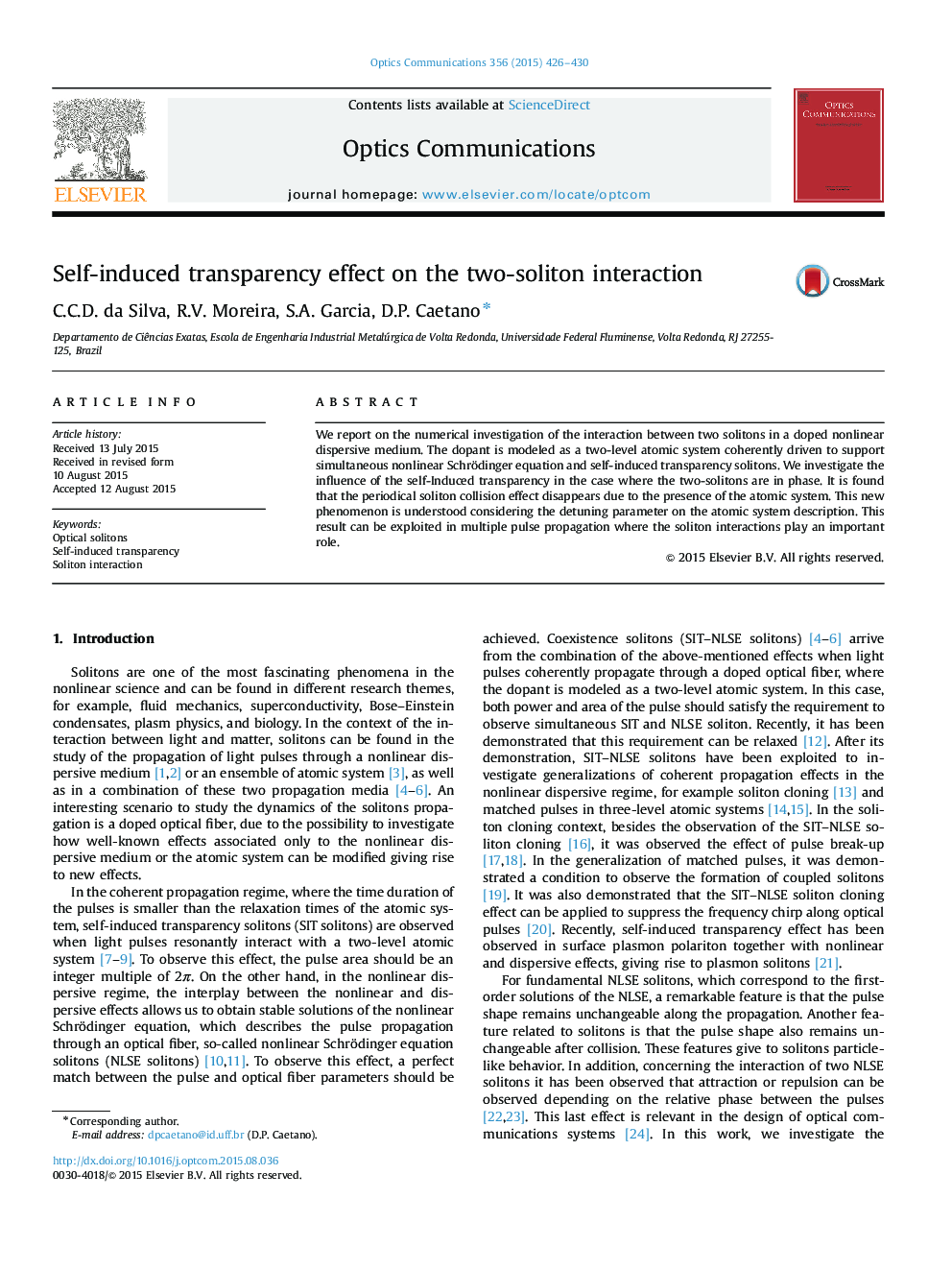 Self-induced transparency effect on the two-soliton interaction