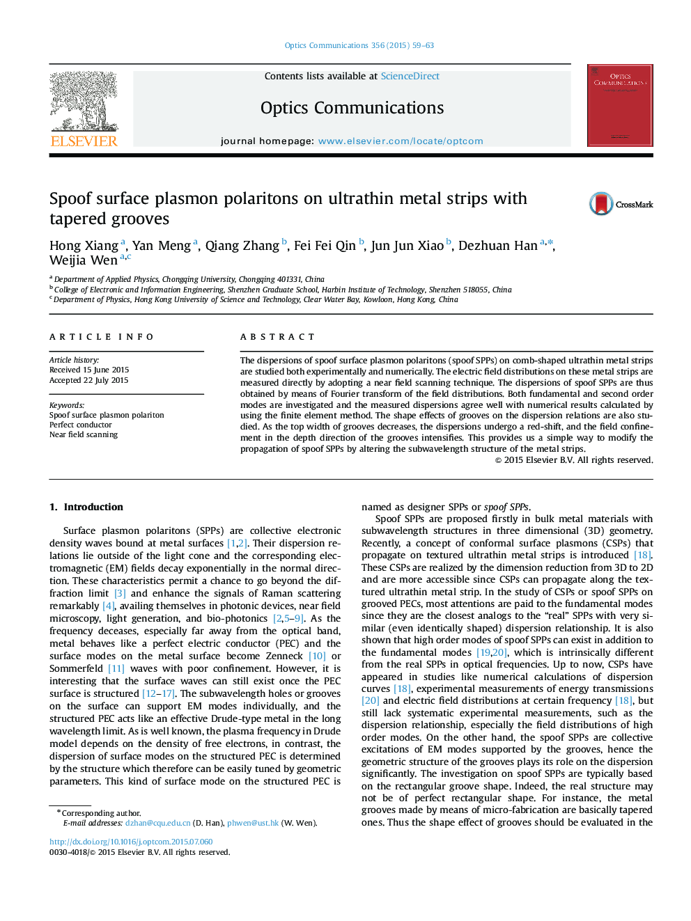 Spoof surface plasmon polaritons on ultrathin metal strips with tapered grooves