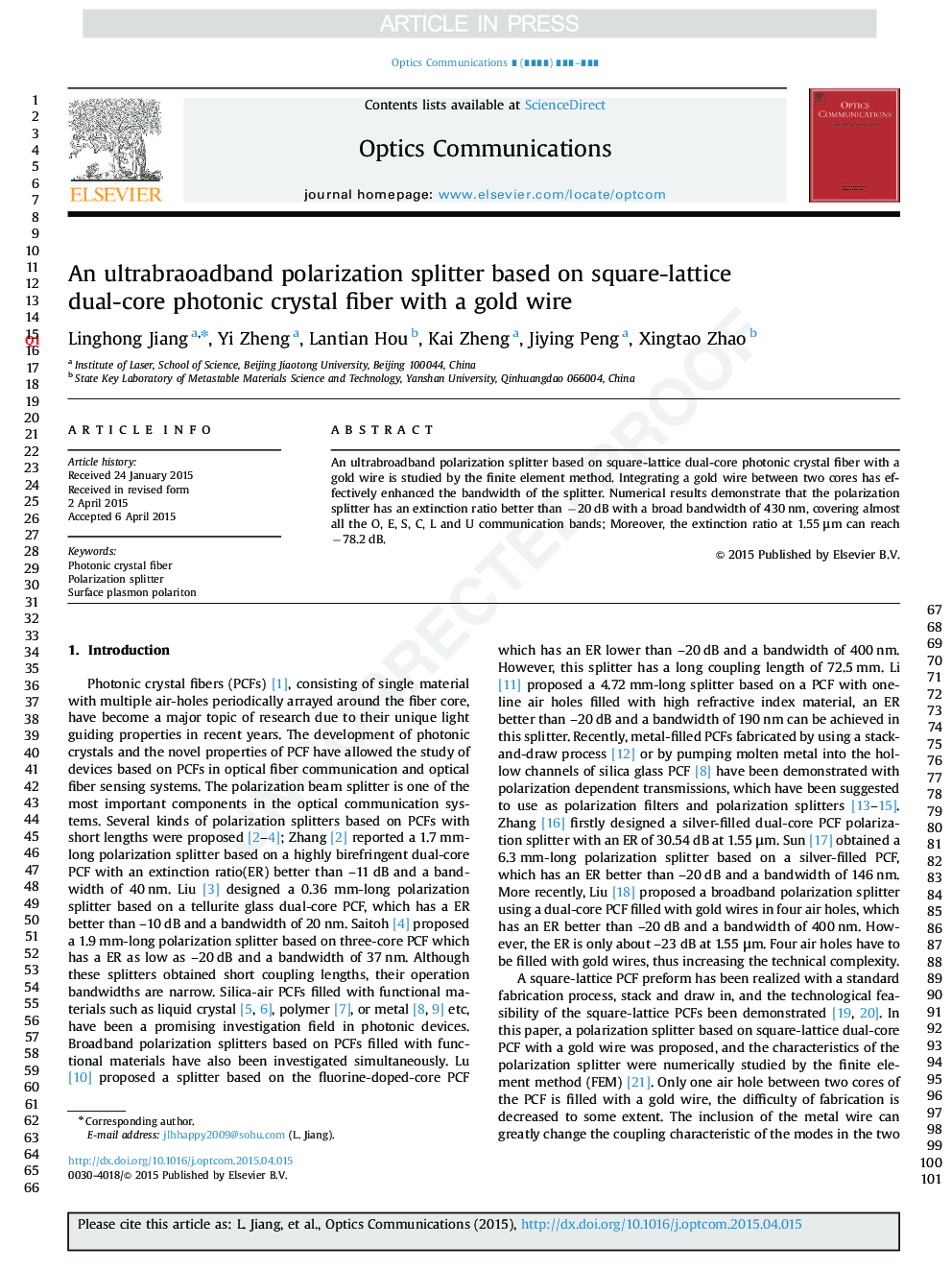 An ultrabraoadband polarization splitter based on square-lattice dual-core photonic crystal fiber with a gold wire