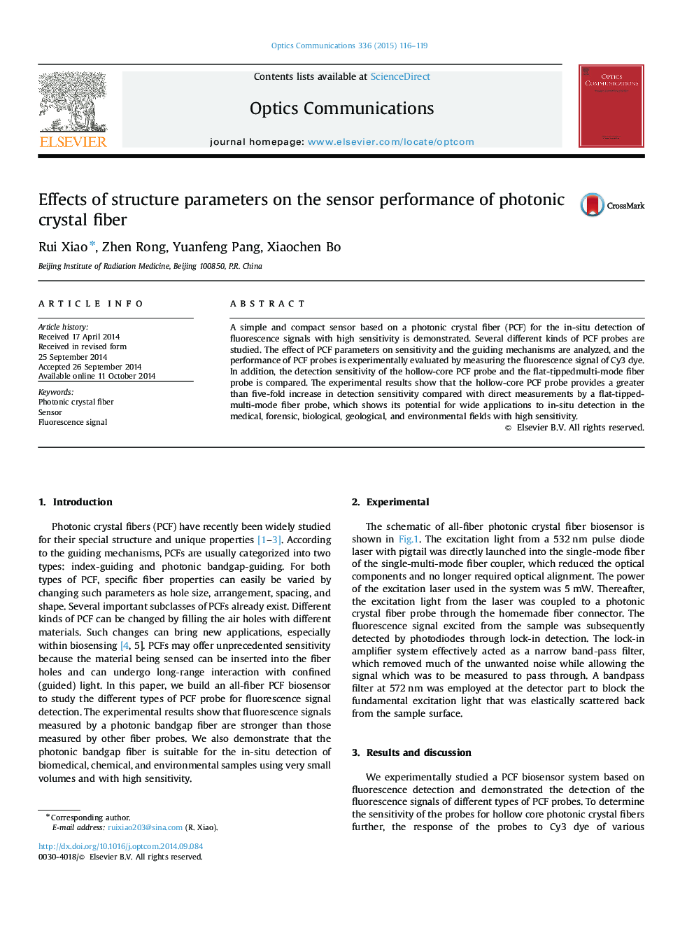 Effects of structure parameters on the sensor performance of photonic crystal fiber