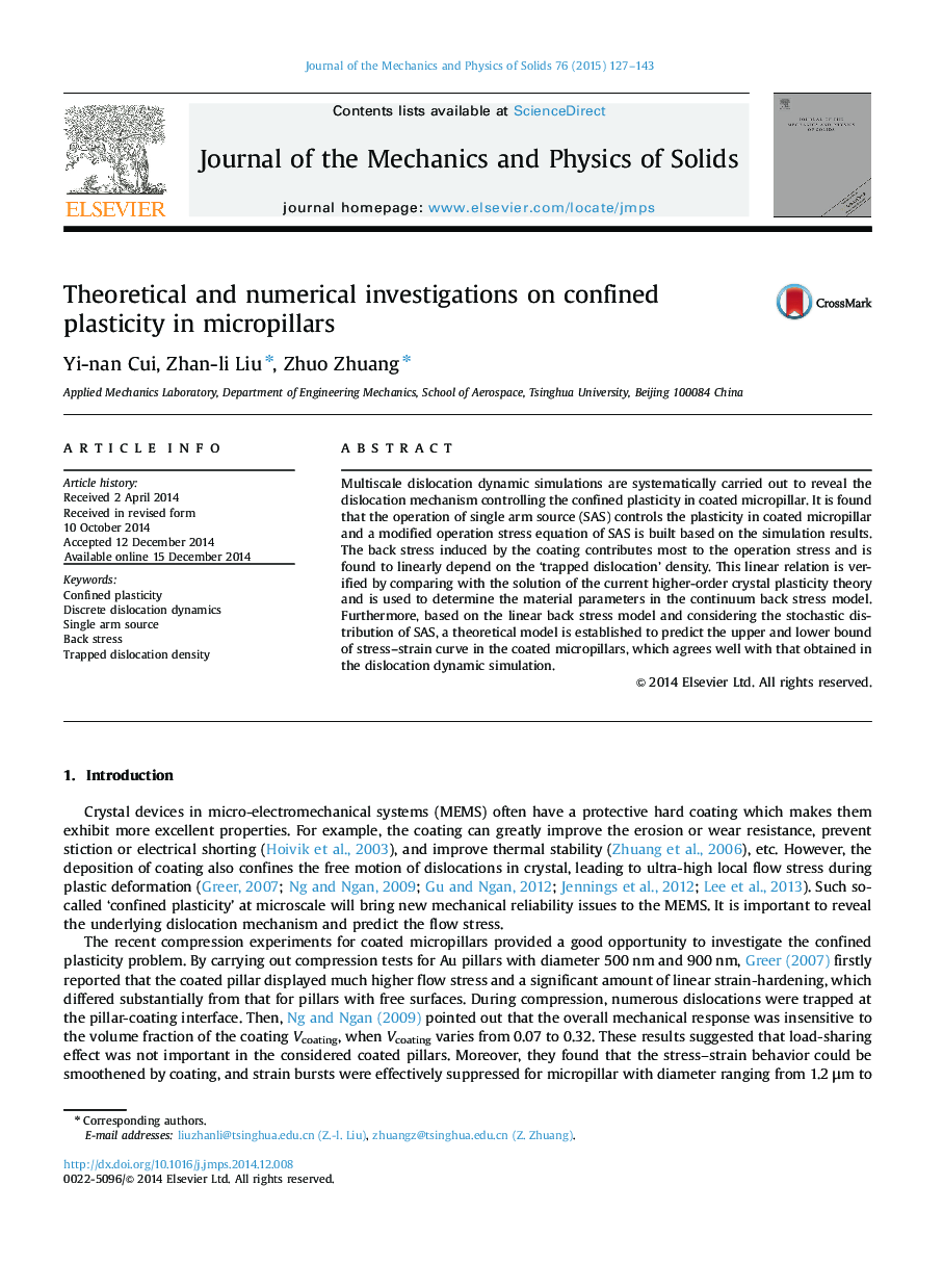 Theoretical and numerical investigations on confined plasticity in micropillars