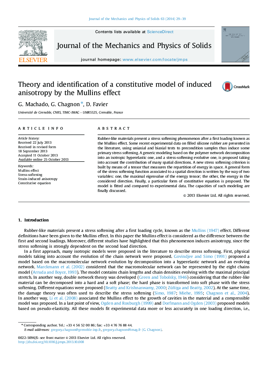 Theory and identification of a constitutive model of induced anisotropy by the Mullins effect