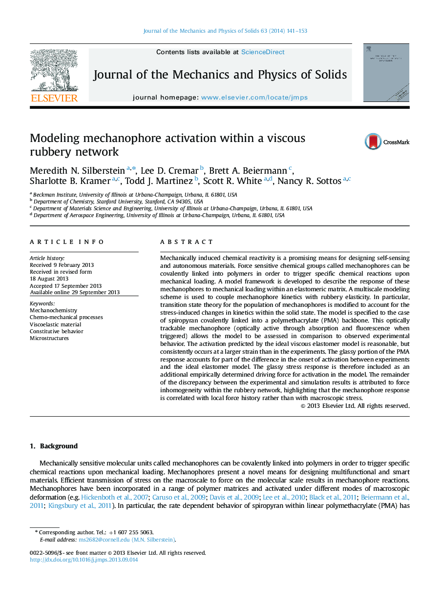 Modeling mechanophore activation within a viscous rubbery network