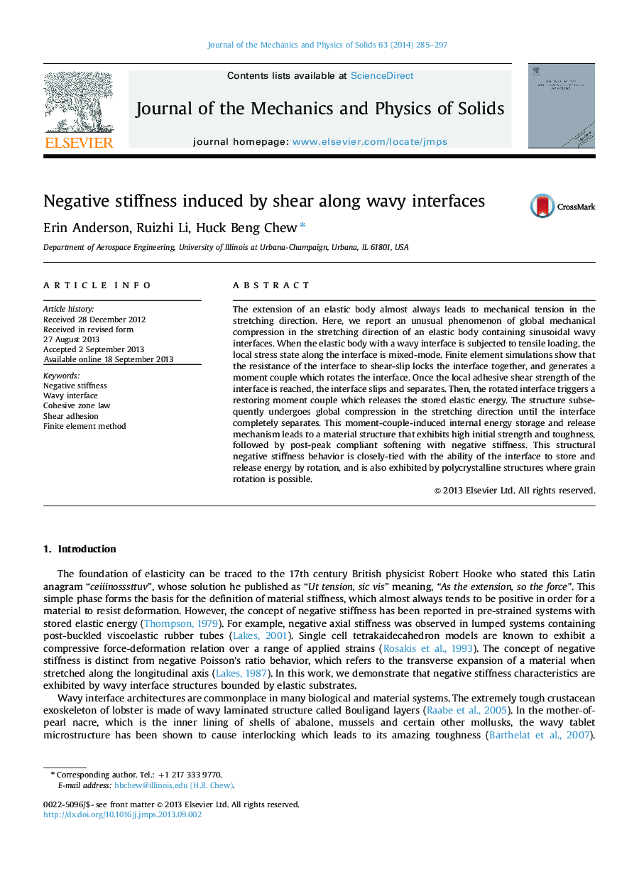 Negative stiffness induced by shear along wavy interfaces