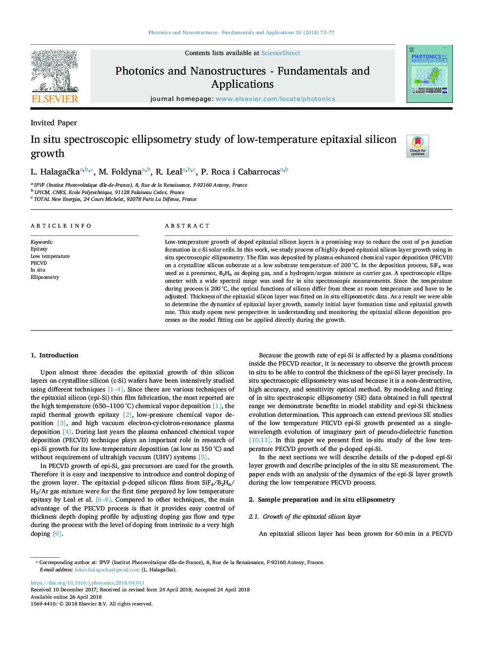 In situ spectroscopic ellipsometry study of low-temperature epitaxial silicon growth