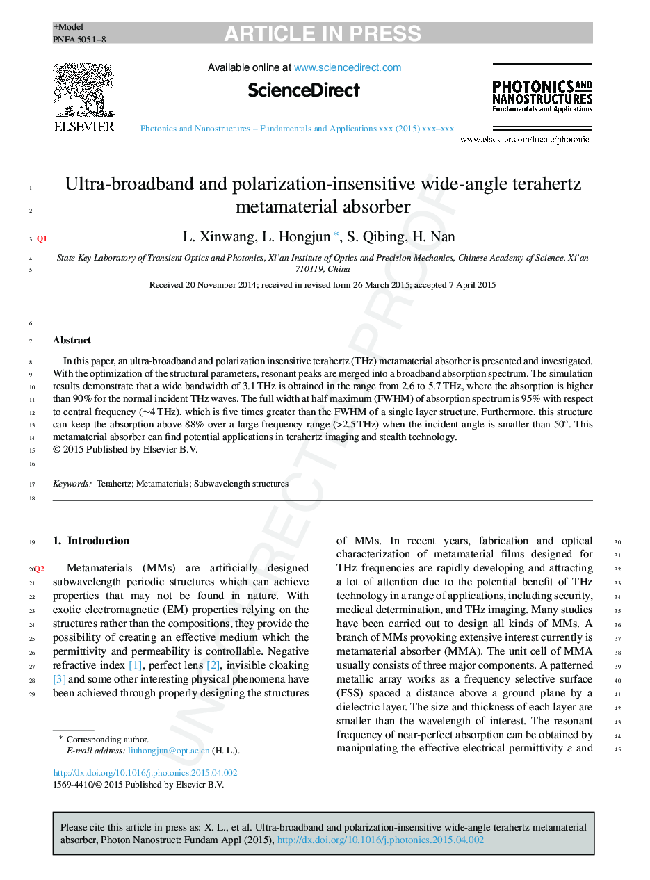 Ultra-broadband and polarization-insensitive wide-angle terahertz metamaterial absorber