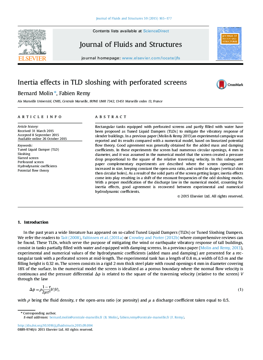 Inertia effects in TLD sloshing with perforated screens