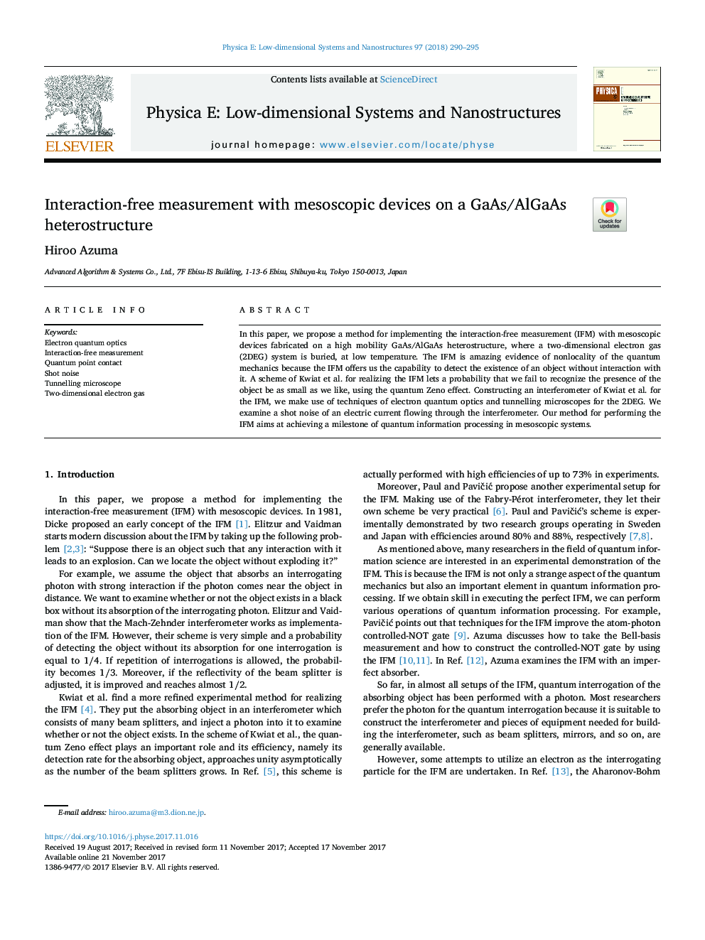 Interaction-free measurement with mesoscopic devices on a GaAs/AlGaAs heterostructure