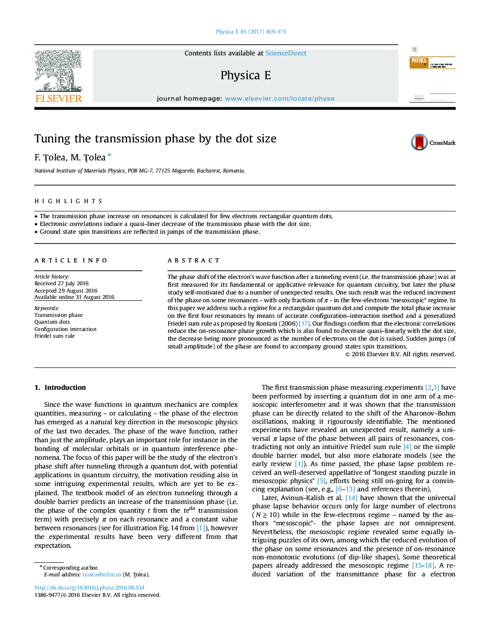 Tuning the transmission phase by the dot size