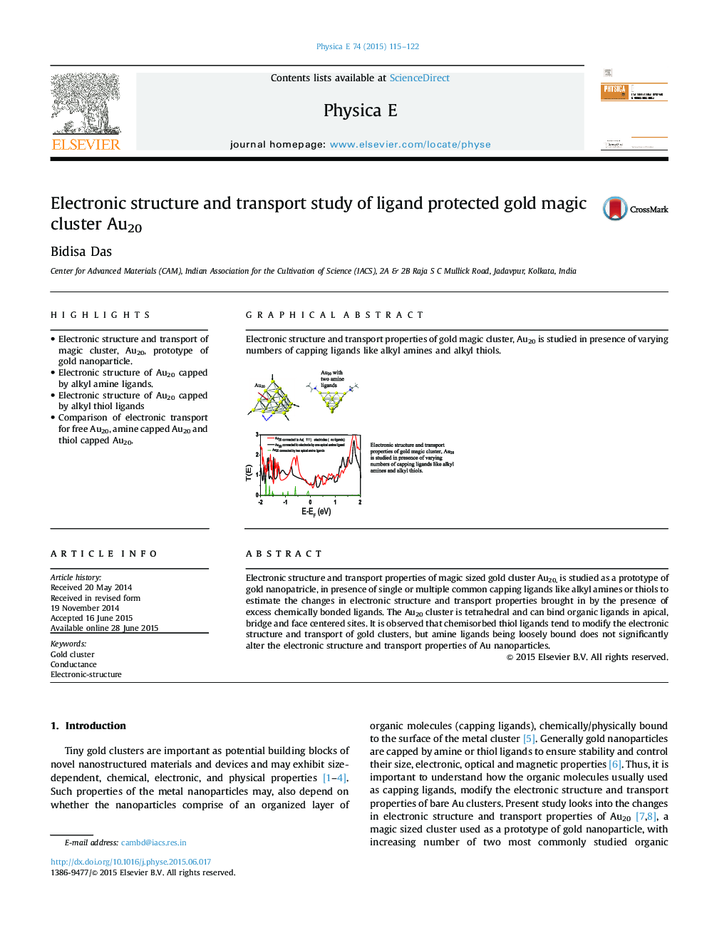 Electronic structure and transport study of ligand protected gold magic cluster Au20