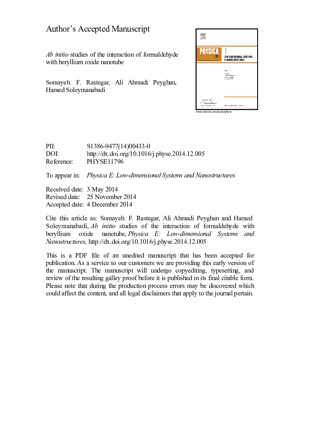 Ab initio studies of the interaction of formaldehyde with beryllium oxide nanotube