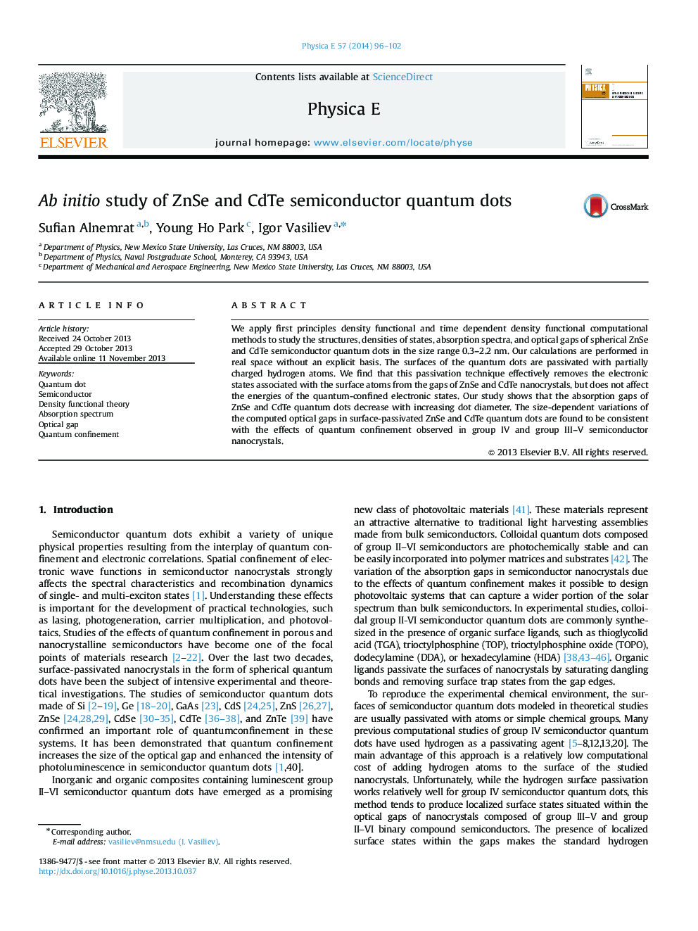 Ab initio study of ZnSe and CdTe semiconductor quantum dots