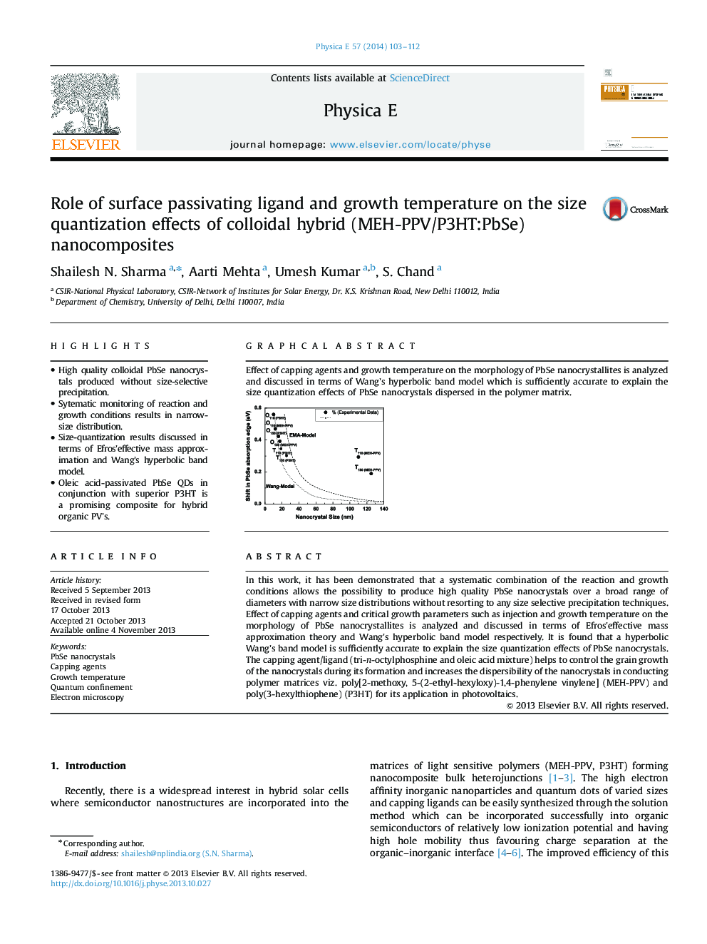 Role of surface passivating ligand and growth temperature on the size quantization effects of colloidal hybrid (MEH-PPV/P3HT:PbSe) nanocomposites