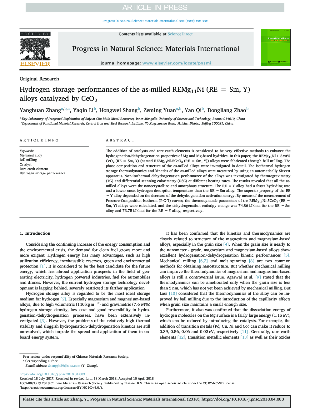 Hydrogen storage performances of the as-milled REMg11Ni (RE = Sm, Y) alloys catalyzed by CeO2