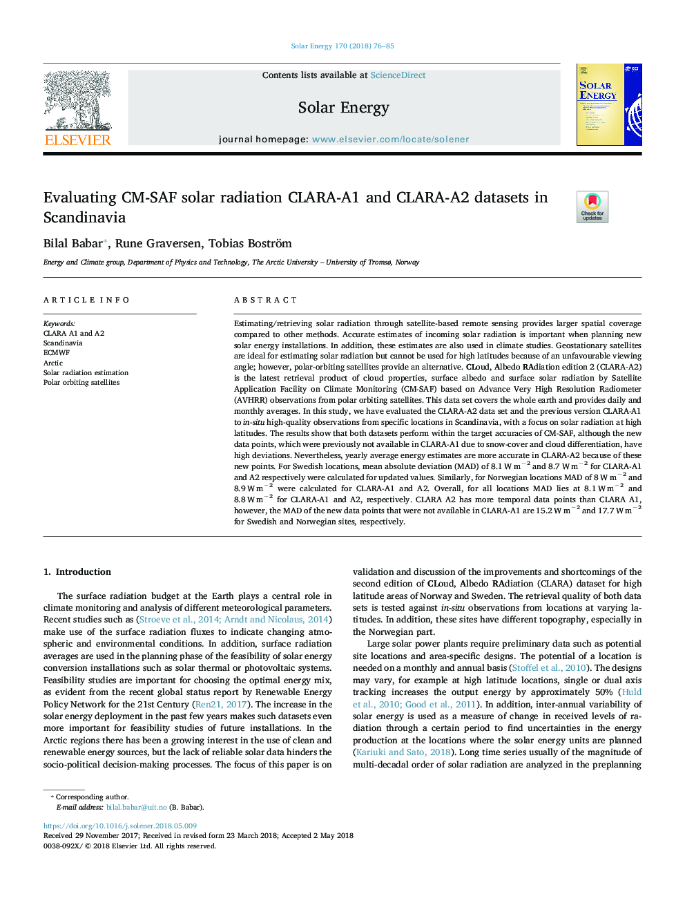 Evaluating CM-SAF solar radiation CLARA-A1 and CLARA-A2 datasets in Scandinavia