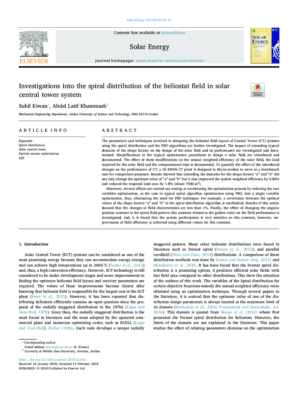 Investigations into the spiral distribution of the heliostat field in solar central tower system